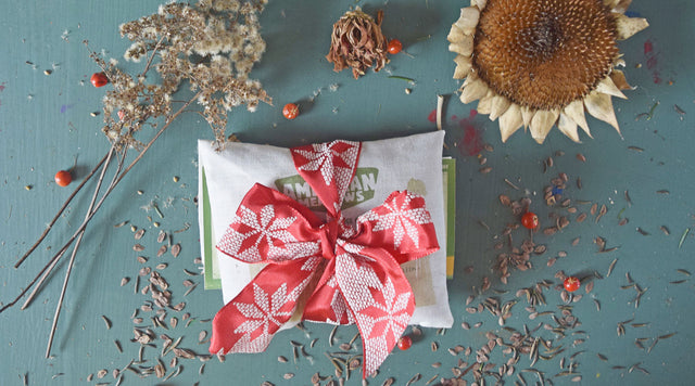 Ribbon wrapped bag of seeds