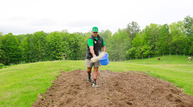 man spreading seeds