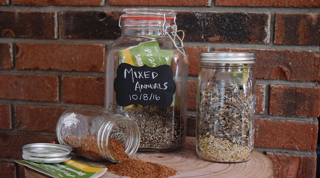 mason jars full of flower seed