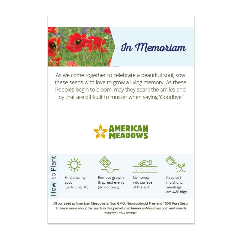 seeds to plant in memory Celebrate A Beautiful Soul Seed Packet by American Meadows