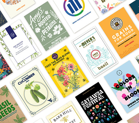 Examples of custom seed packet created by businesses
