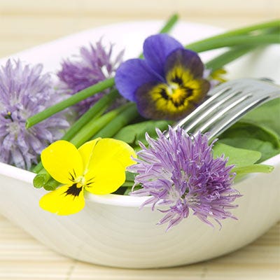 plant with purple or blue flowers and edible seeds Edible Flower Seed Mix