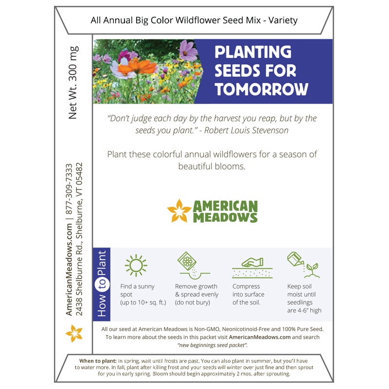 New Beginnings Seed Packet