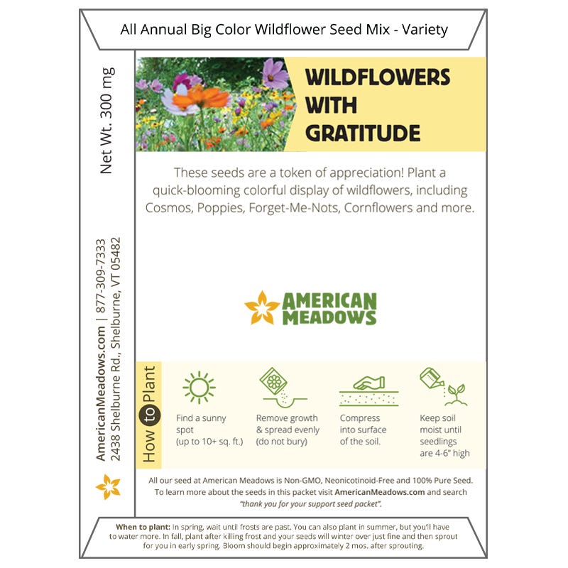 Thank You For Your Support Seed Packet